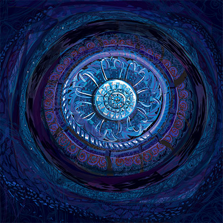 light blue center of deep blue violet pattern