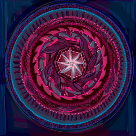 red and blue concentric circles